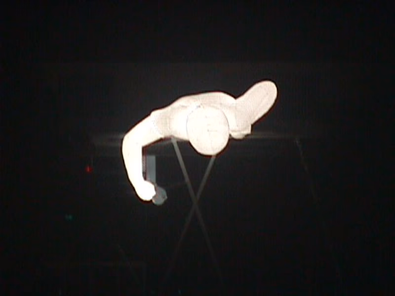 A human figure in a light sculpture